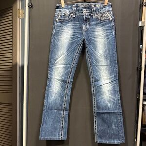 Miss Me Blue Boot Cut Jeans with Embellished Pockets